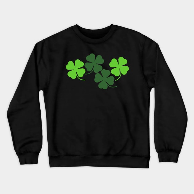 Four Leaf Clover Lucky Shamrocks in Black Crewneck Sweatshirt by Kelly Gigi